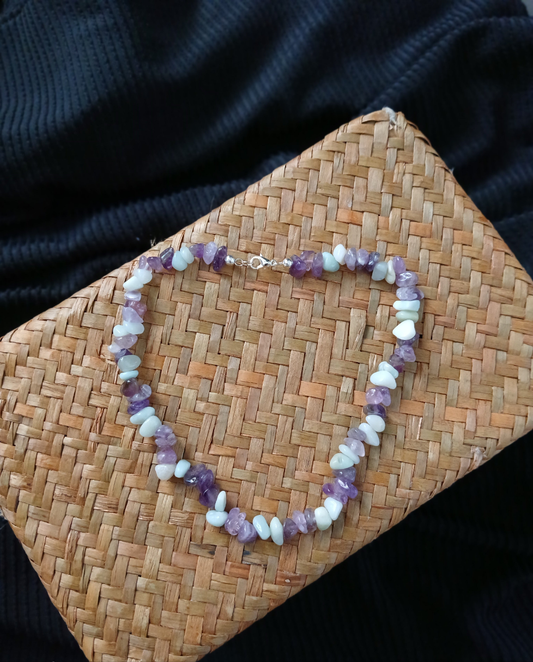 Natural Amethyst & Amazonite chips