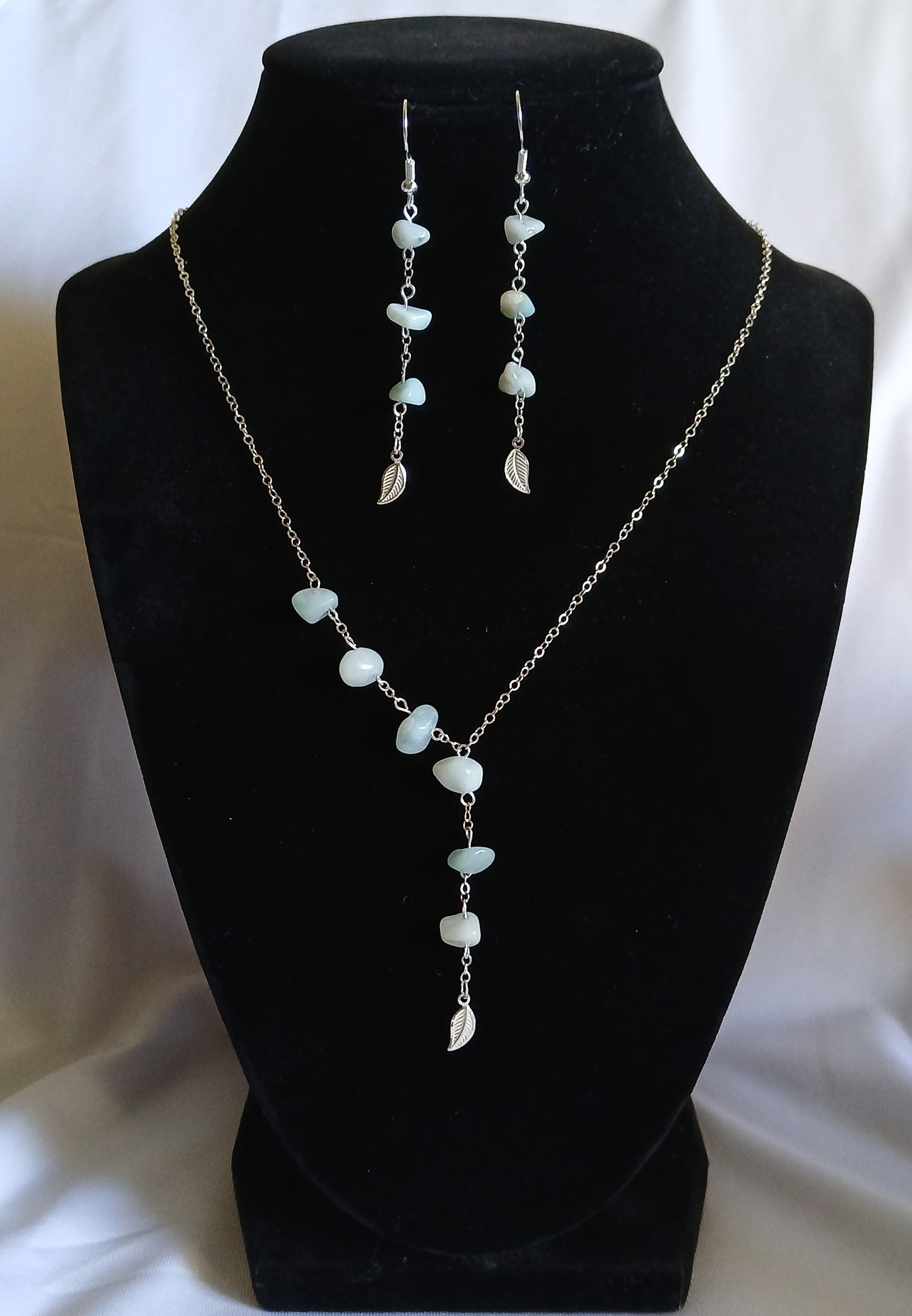 Natural Amazonite chips with sterling silver jewelry set