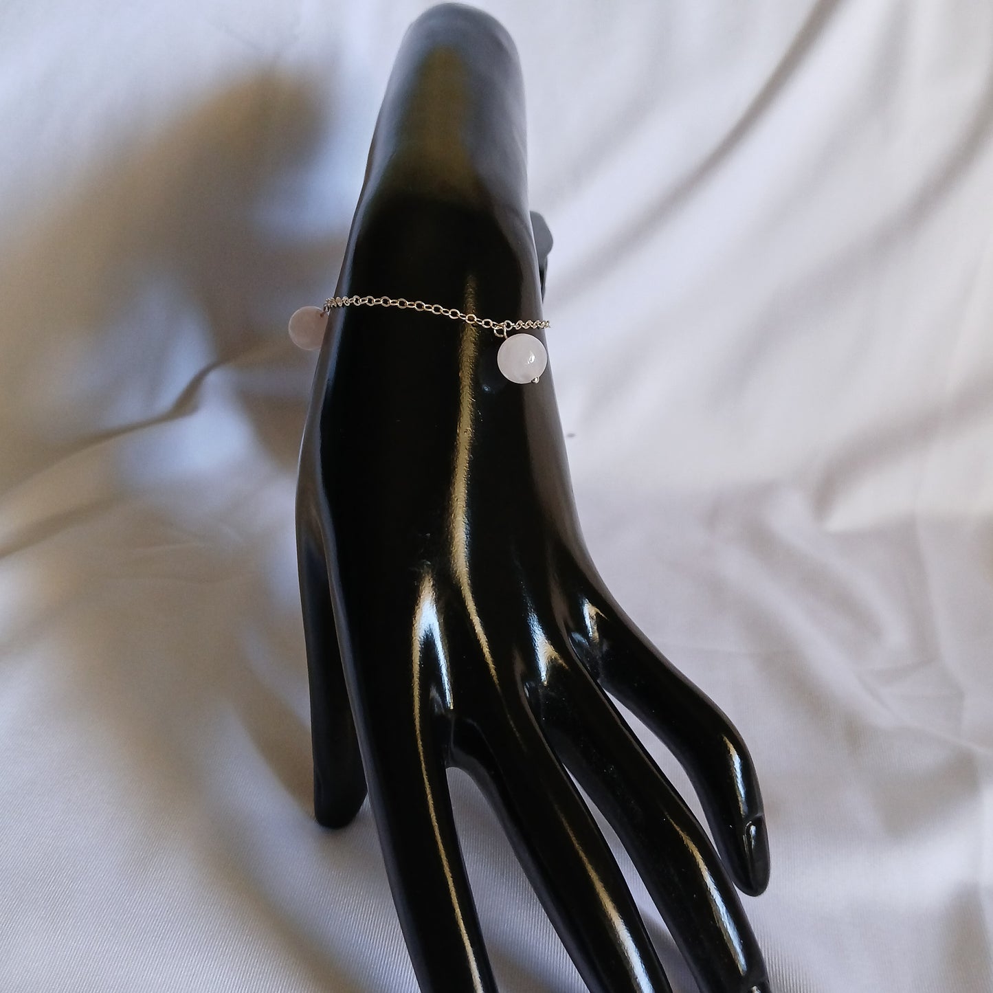 Natural Rose quartz round balls with sterling silver jewelry set